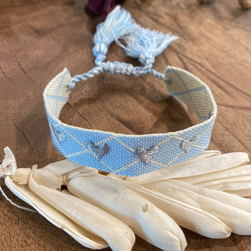 Modern Boho Embroidered Heart Wrap Bracelet
